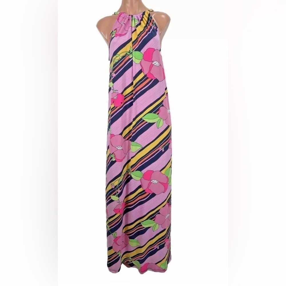 Vintage Tori Richard Honolulu Vibrant Floral Print Maxi Boho Dress 
Size Small